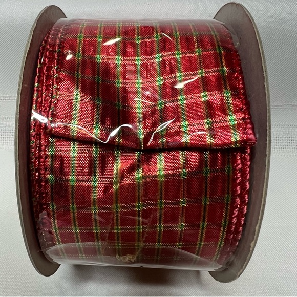 Designer’s Excellence Wired Ribbon Metallic Plaid 10 yards NEW Sealed - Picture 5 of 7